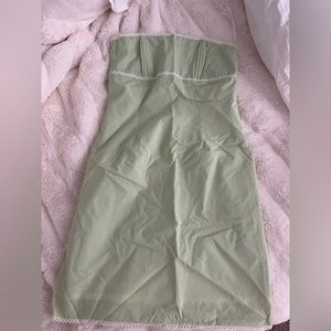 NWT Light Green Gingham Strapless Minidress, Size 8